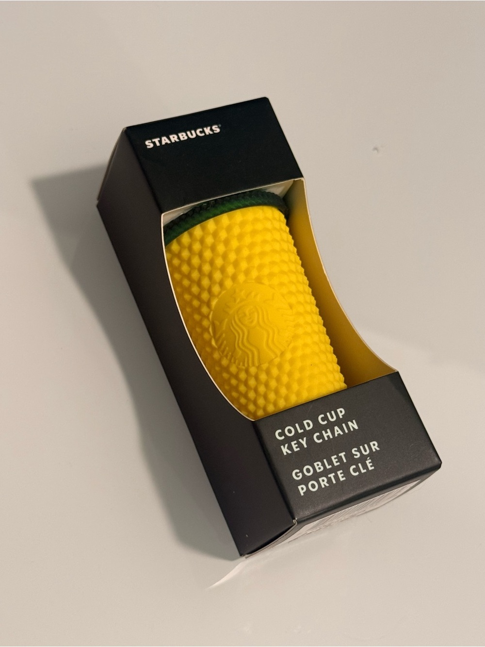 Starbucks Pineapple Yellow Textured Cold Cup Keychain NWT Original Box Mini Cup